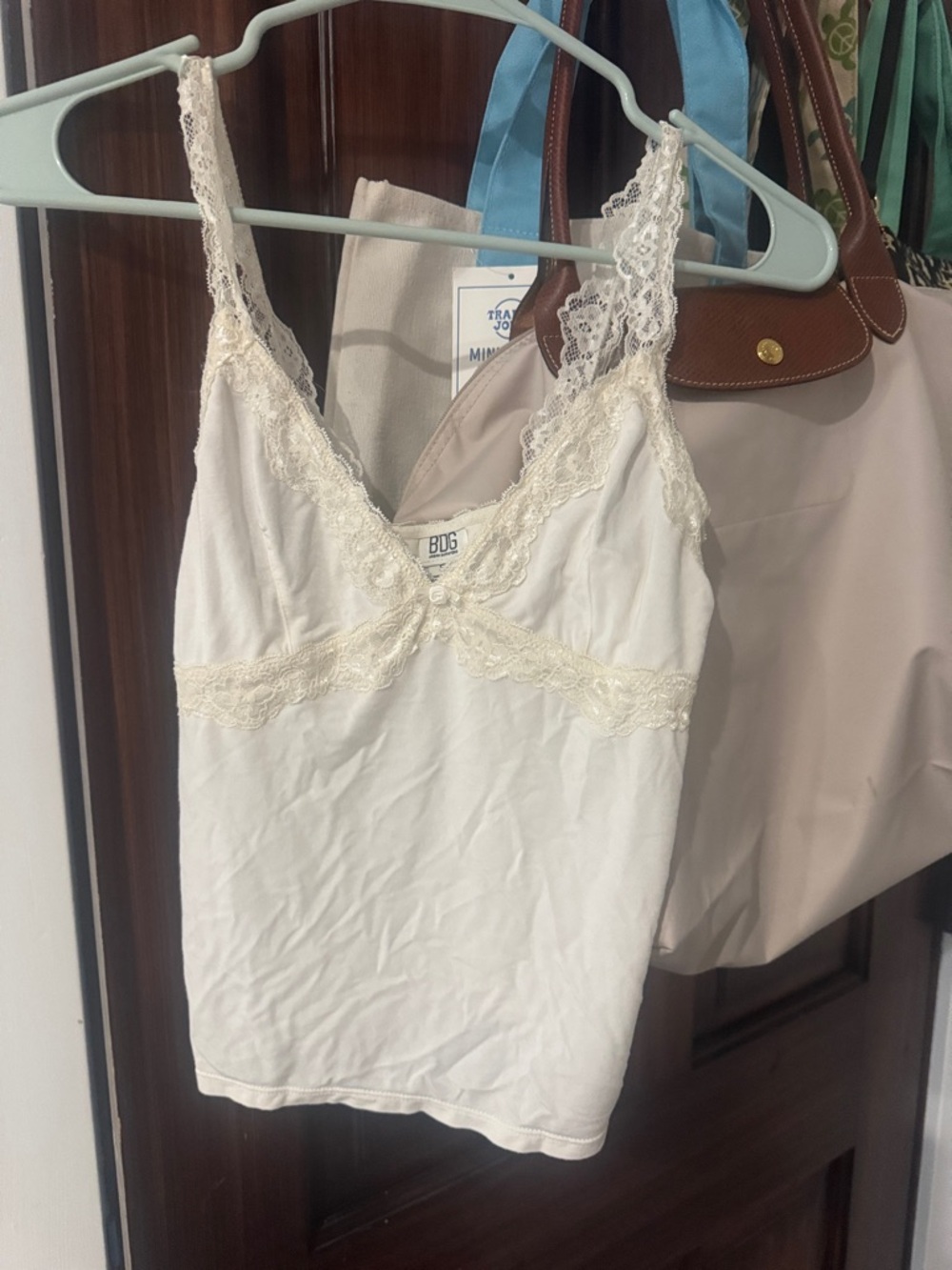 BDG Cream Lace-Trim Camisole Tank